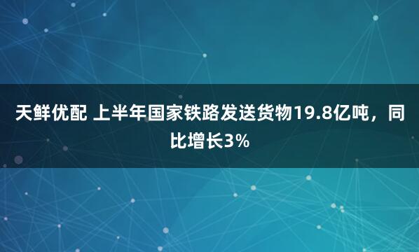 天鲜优配 上半年国家铁路发送货物19.8亿吨，同比增长3%